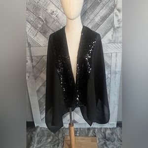 MARC NEW YORK BLACK SEQUIN SHEER KIMONO ONE SIZE